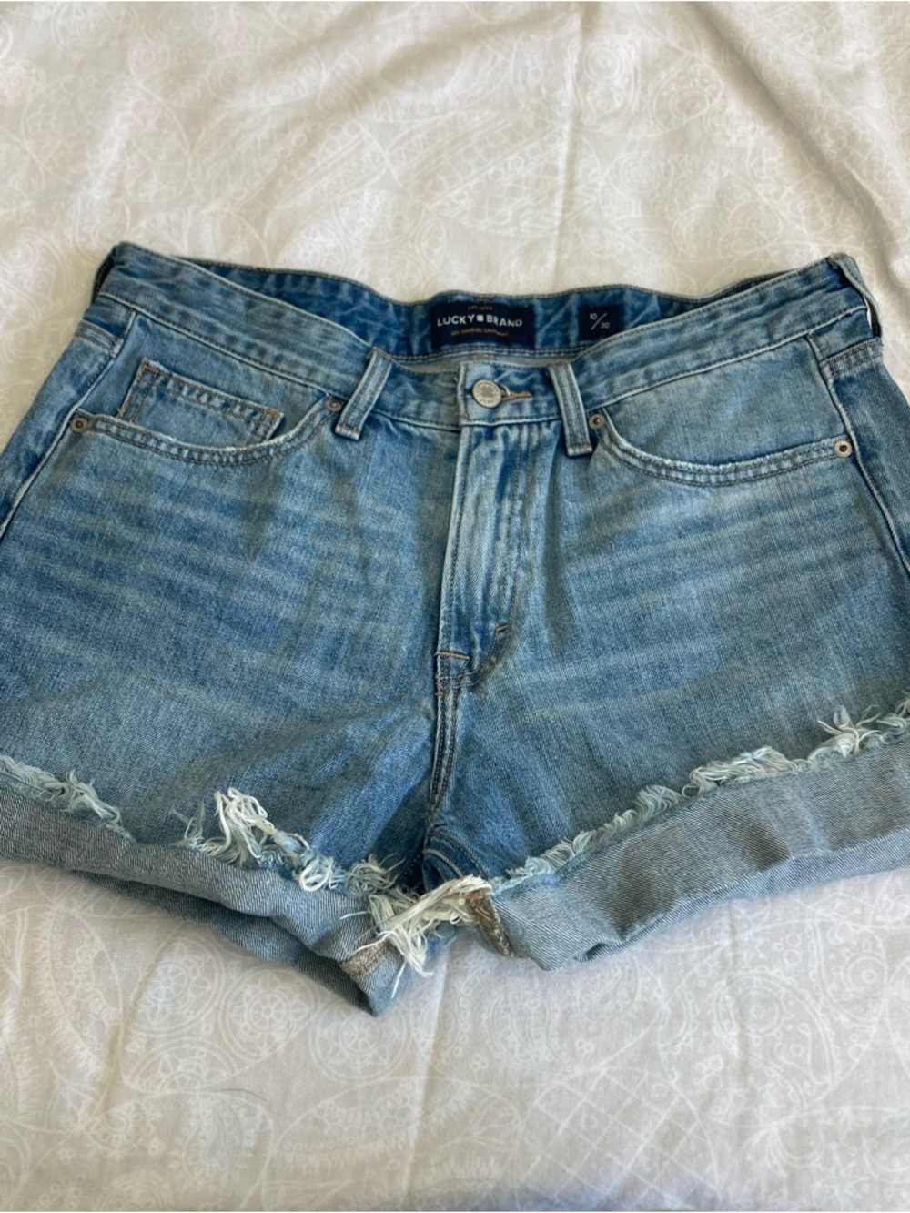 Lucky Brand Medium Blue Distressed Denim Cutoff Shorts